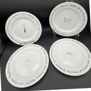 Vintage Y2K Set Of 4 Bar Lingo/Recipe Salad Dessert Snack Plates by Pottery Barn
